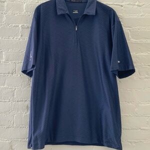 Nike Mens Blue Dri Fi Short Sleeve Blue Polo 1/4 Zip Golf Preppy Size Large